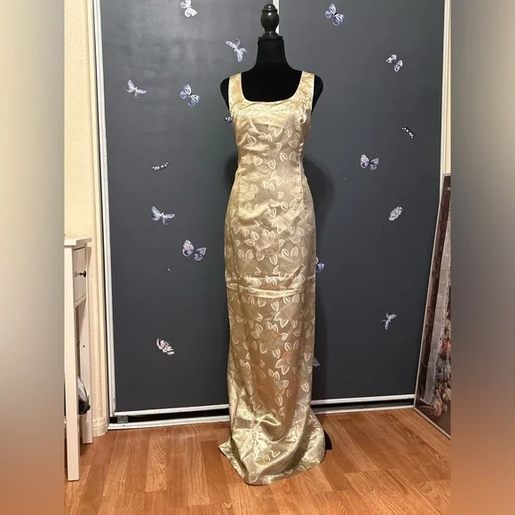J.R. Nites Dresses | J.R.Nites 1980s Gold Lame Metallic Brocade Fitted Jacket and Pencil Dress 8 | Color: Gold | Size: 8 | Poppinsmodern's Closet